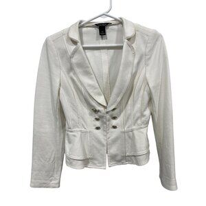 White House Black Market Blazer Jacket Womens 2 Double Breasted Buttoned White